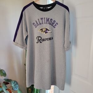 NFL Team Apparel Baltimore Ravens Grey Knee Length Tshirt Dress, Size XL Womens